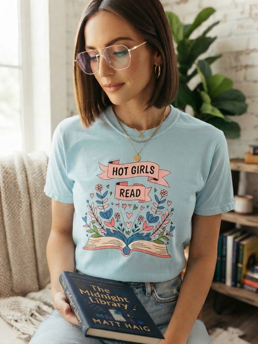 Hot Girls Read Floral Book Graphic Tee