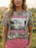 Work Hard Pray Harder Cow Camo Graphic Tee
